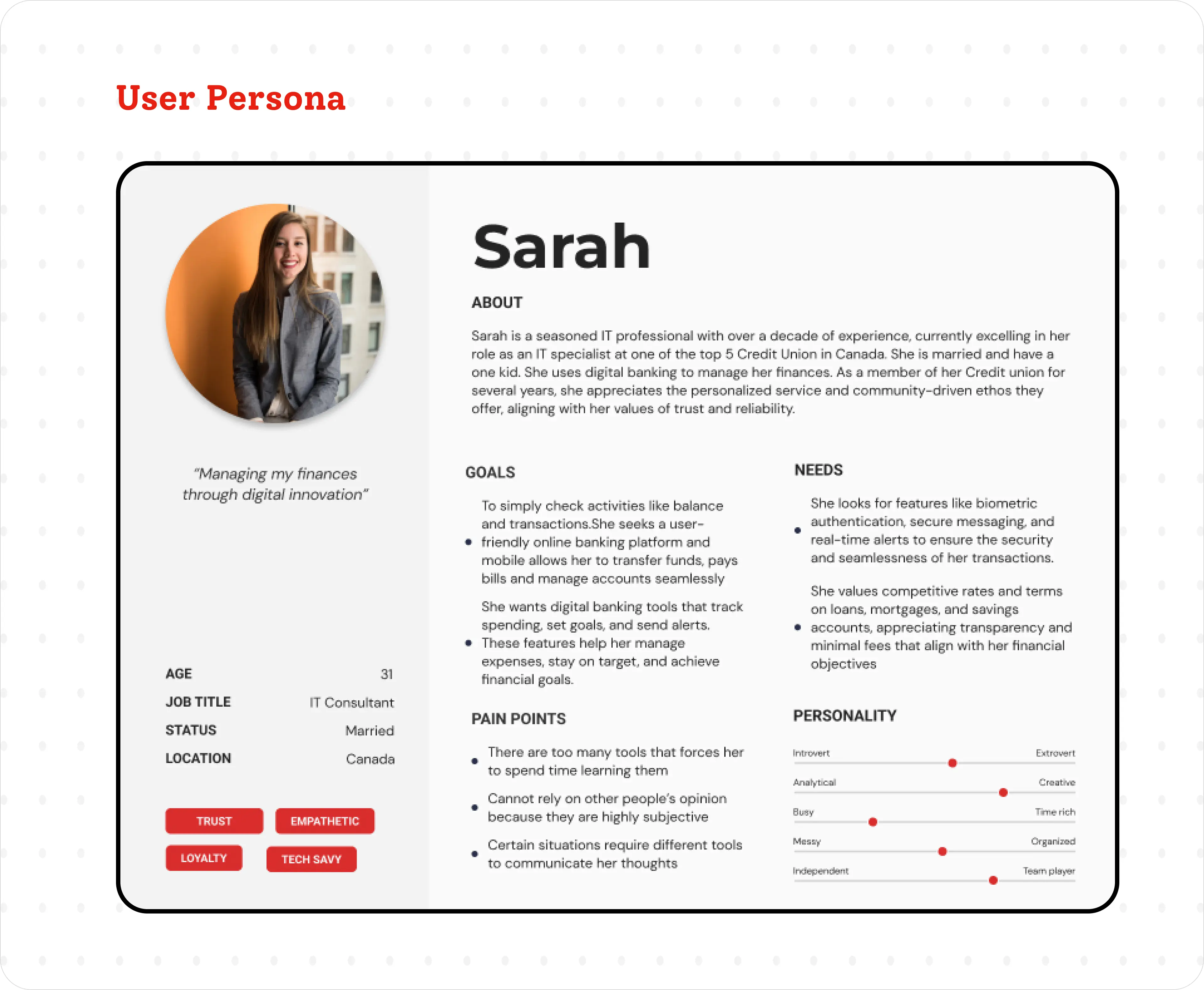 User persona — Sarah
