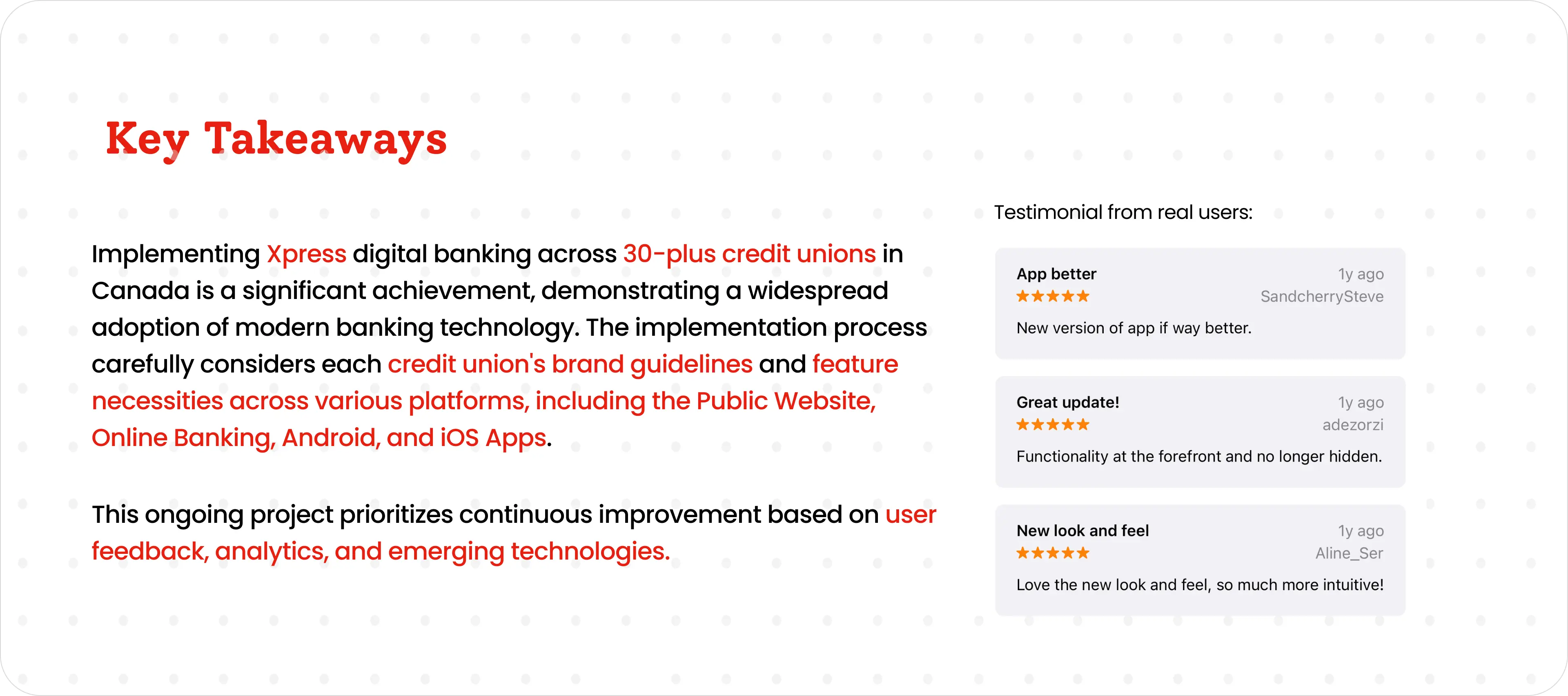 Key takeaways and member testimonials