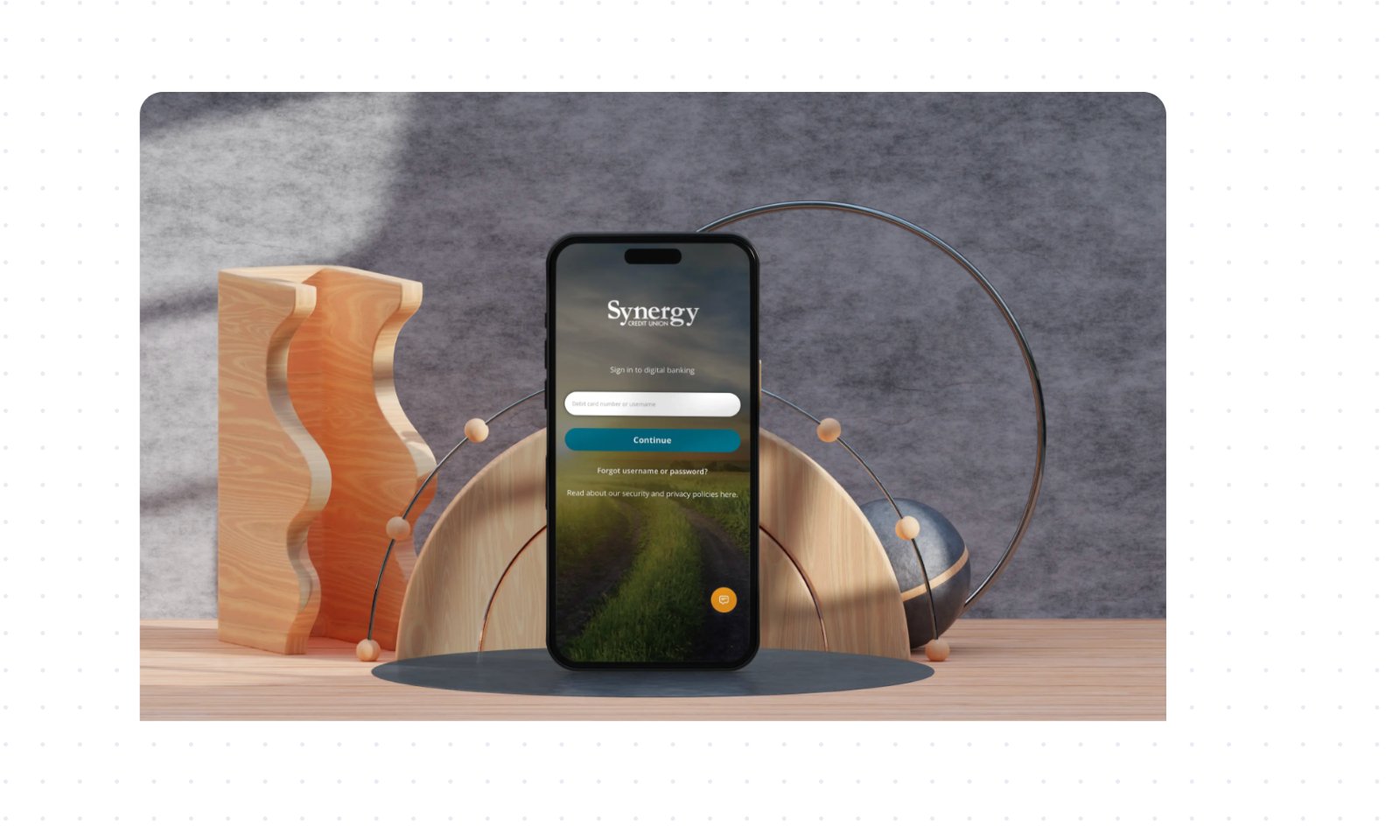 Synergy Credit Union banking app with integrated live chat and chatbot